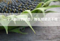 一个人最好的状态，现在知道还不晚