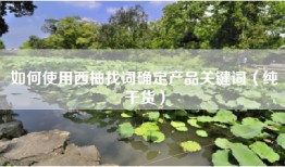 如何使用西柚找词确定产品关键词（纯干货）
