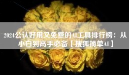 2024公认好用又免费的AI工具排行榜：从小白到高手必备【搜狐简单AI】