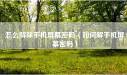 怎么解除手机屏幕密码（如何解手机屏幕密码）