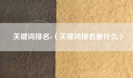 关键词排名s（关键词排名是什么）