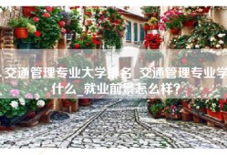 交通管理专业大学排名_交通管理专业学什么_就业前景怎么样？