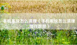 手机系统怎么清理（手机系统怎么清理缓存数据）