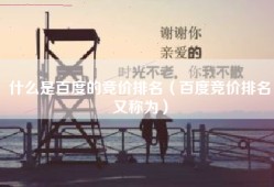 什么是百度的竞价排名（百度竞价排名又称为）