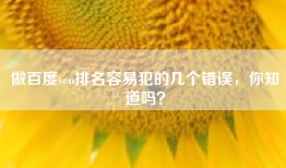 做百度seo排名容易犯的几个错误，你知道吗？