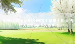 苹果手机无法加入网络（苹果手机无法加入网络是什么意思）