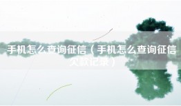 手机怎么查询征信（手机怎么查询征信欠款记录）