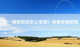 碰一碰收款码怎么申请？快速申请教程