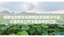 拆解互联数智金融精准营销解决方案：从策略执行到全面落地的过程