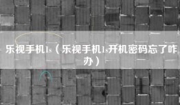 乐视手机1s(乐视手机1s开机密码忘了咋办)