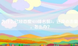 为什么已经百度SEO排名前3，还没点击量，怎么办？