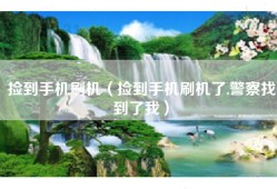 捡到手机刷机（捡到手机刷机了,警察找到了我）