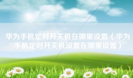 华为手机定时开关机在哪里设置（华为手机定时开关机设置在哪里设置）