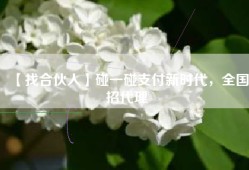 【找合伙人】碰一碰支付新时代，全国招代理