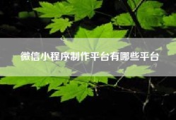 微信小程序制作平台有哪些平台