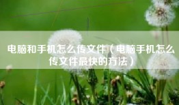 电脑和手机怎么传文件（电脑手机怎么传文件最快的方法）