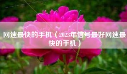 网速最快的手机（2023年信号最好网速最快的手机）