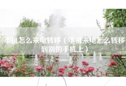 手机怎么来电转移（手机来电怎么转移到别的手机上）