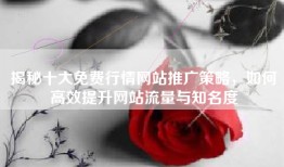 揭秘十大免费行情网站推广策略，如何高效提升网站流量与知名度