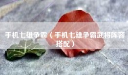 手机七雄争霸（手机七雄争霸武将阵容搭配）