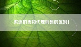 渠道销售和代理销售的区别！