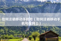 如何注销移动手机号（如何注销移动手机号在网上）