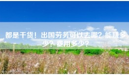都是干货！出国劳务可以去哪？能赚多少？费用多少？