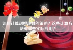 如何计算甜橙理财的策略？这些计算方法有哪些实际应用？