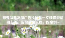 想要做朋友圈广告投放？一文读懂微信朋友圈广告投放全流程，附案例~