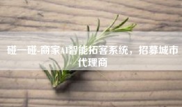 碰一碰-商家AI智能拓客系统，招募城市代理商