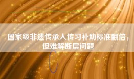 国家级非遗传承人传习补助标准翻倍，但难解断层问题