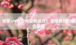 探索APP商业化变现模式：实现盈利的最佳策略