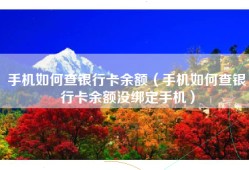 手机如何查银行卡余额（手机如何查银行卡余额没绑定手机）