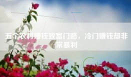 五个农村赚钱致富门路，冷门赚钱却非常暴利