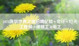 2024深圳世界之窗招聘纪检+会计+灯光工程师+维修工+电工