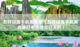 怎样设置手机黑名单（怎样设置手机黑名单打电话提示已关机）
