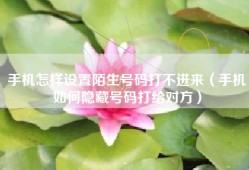 手机怎样设置陌生号码打不进来（手机如何隐藏号码打给对方）