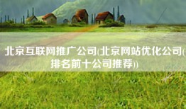 北京互联网推广公司(北京网站优化公司(排名前十公司推荐))