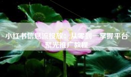 小红书信息流投放：从零到一掌握平台聚光推广教程