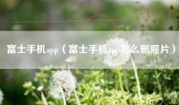 富士手机app（富士手机app怎么删照片）