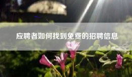 应聘者如何找到免费的招聘信息