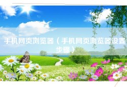 手机网页浏览器（手机网页浏览器设置步骤）
