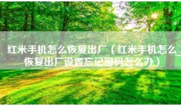 红米手机怎么恢复出厂（红米手机怎么恢复出厂设置忘记密码怎么办）