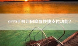 OPPO手机如何唤醒快捷支付功能？