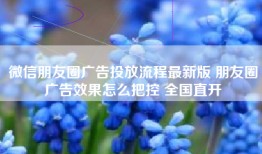 微信朋友圈广告投放流程最新版 朋友圈广告效果怎么把控 全国直开