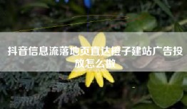 抖音信息流落地页直达橙子建站广告投放怎么做