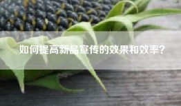 如何提高新品宣传的效果和效率？