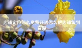 店铺定位怎么免费开通怎么把店铺传到百度