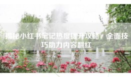 揭秘小红书笔记热度提升攻略，全面技巧助力内容翻红