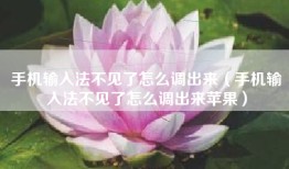 手机输入法不见了怎么调出来（手机输入法不见了怎么调出来苹果）